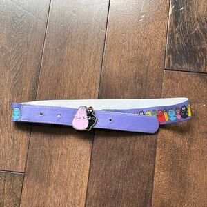 Barbapapa Lavender Cartoon Print Belt with Red Logo Detail